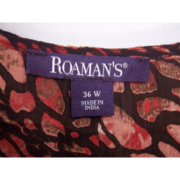 NEW Roaman's 36W Angelina Animal Print Crinkle Crepe Short Sleeve Tunic Top - Picture 9 of 12